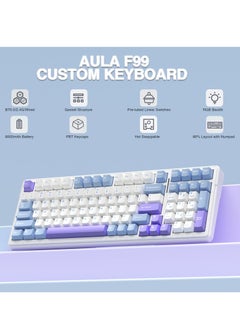 AULA F99 Wireless Mechanical Keyboard,Tri-mode BT5.0/2.4GHz/USB-C Keyboard,Pre-lubed Linear Switches,Gasket Structure,RGB Backlit Gaming Keyboard  - Image 2
