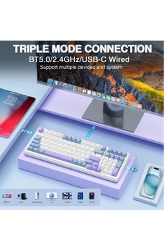 AULA F99 Wireless Mechanical Keyboard,Tri-mode BT5.0/2.4GHz/USB-C Keyboard,Pre-lubed Linear Switches,Gasket Structure,RGB Backlit Gaming Keyboard  - Image 3