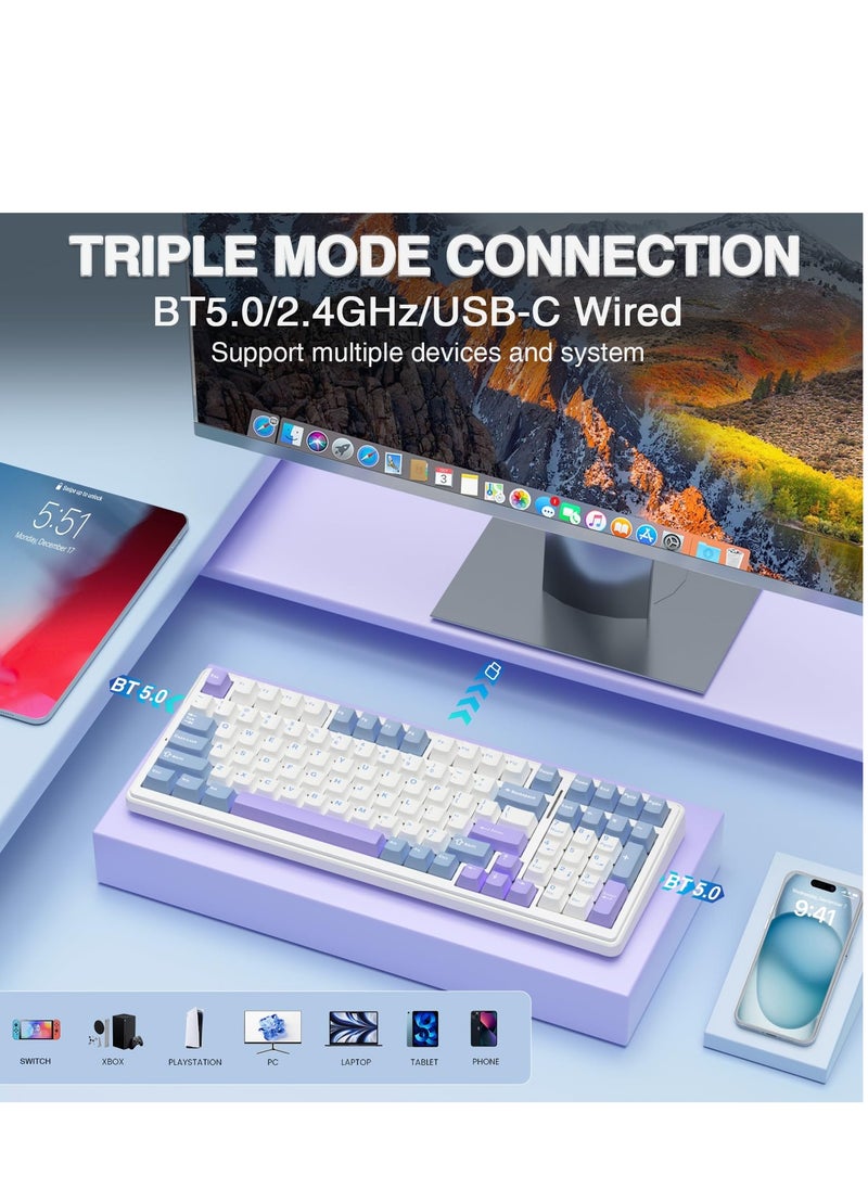 AULA - F99 Wireless Mechanical Keyboard,Tri-mode BT5.0/2.4GHz/USB-C Keyboard,Pre-lubed Linear Switches,Gasket Structure,RGB Backlit Gaming Keyboard - Image 1