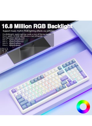 لوحة مفاتيح ميكانيكية لاسلكية F99، لوحة مفاتيح ثلاثية الوضع BT5.0/2.4GHz/USB-C، مفاتيح خطية مسبقة التشحيم، هيكل حشوة، لوحة مفاتيح ألعاب بإضاءة خلفية RGB - view 4