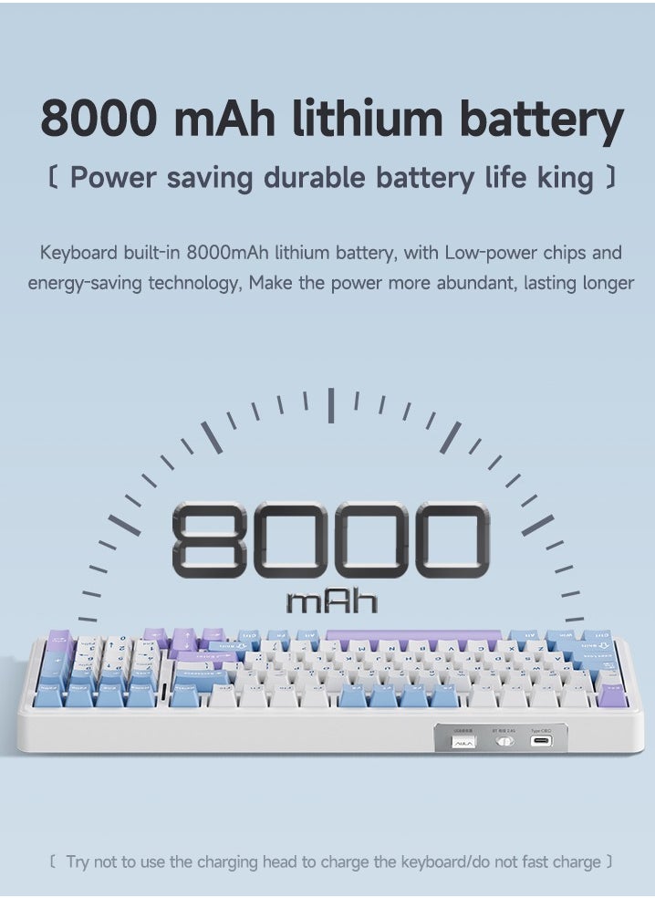 AULA - F99 Wireless Mechanical Keyboard,Tri-mode BT5.0/2.4GHz/USB-C Keyboard,Pre-lubed Linear Switches,Gasket Structure,RGB Backlit Gaming Keyboard - Image 1