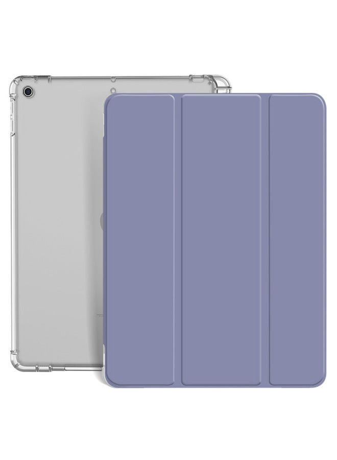 Ipad2020 Version Protective Cover 10.2 Inch 2019 Computer Pen Slot 11 Tri-fold Transparent Case Mini5 Full Package 6-Color:Tri-fold Transparent-Lavender-Applicable Model:iPad Pro(10.5 Inches)  - Image 1
