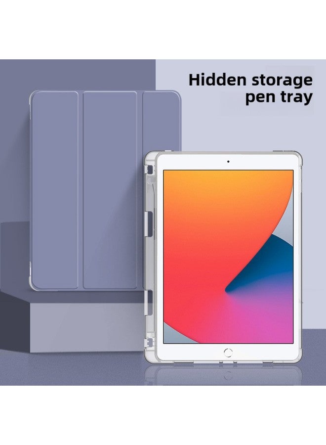 Ipad2020 Version Protective Cover 10.2 Inch 2019 Computer Pen Slot 11 Tri-fold Transparent Case Mini5 Full Package 6-Color:Tri-fold Transparent-Lavender-Applicable Model:iPad Pro(10.5 Inches)  - Image 5
