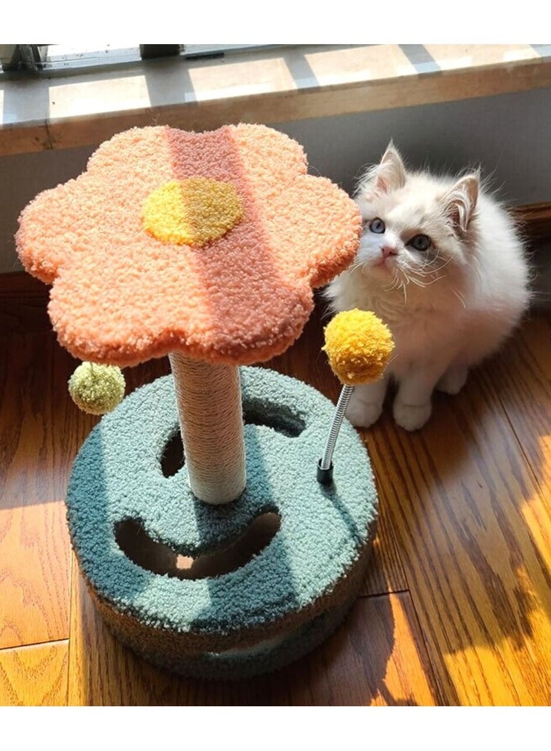 2 in 1 Cat Tree, Flower Cat Scratching Post, Cat Tower With Ball And Natural Sisal For Small Cats And Kittens - Image 1