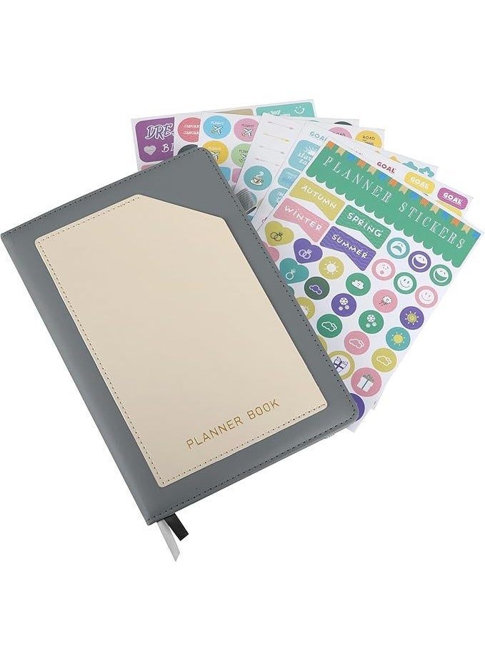 بيتيون مخطط أسبوعي غير مؤرخ لعام 2026 من بايشن، مخطط أسبوعي وشهري مقاس A5 لإدارة الوقت وتتبع الأهداف وتتبع العادات وقائمة المهام للطلاب المحترفين، مخطط من 6 ملصقات (رمادي) - Image 1