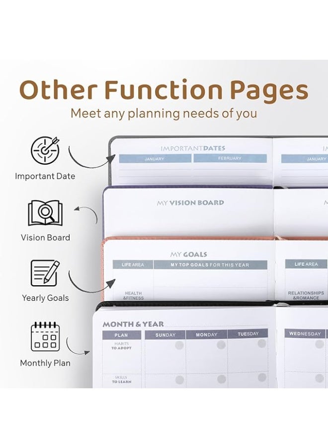 بيتيون مخطط أسبوعي غير مؤرخ لعام 2026 من بايشن، مخطط أسبوعي وشهري مقاس A5 لإدارة الوقت وتتبع الأهداف وتتبع العادات وقائمة المهام للطلاب المحترفين، مخطط من 6 ملصقات (رمادي) - Image 3
