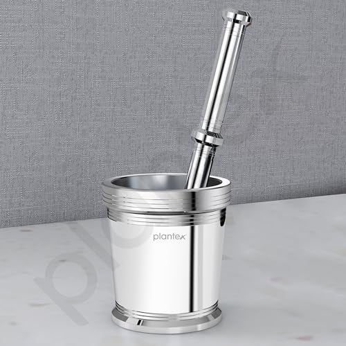 Plantex Heavy Stainless Steel Khalbatta/Mortar & Pestle Set/Okli Musal/Khal/Okli/Imam Dasta for Kitchen - Size 3(Dia: 8, H: 8 cm) - Image 3