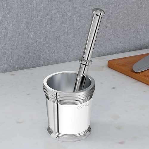 Plantex Heavy Stainless Steel Khalbatta/Mortar & Pestle Set/Okli Musal/Khal/Okli/Imam Dasta for Kitchen - Size 3(Dia: 8, H: 8 cm) - Image 1