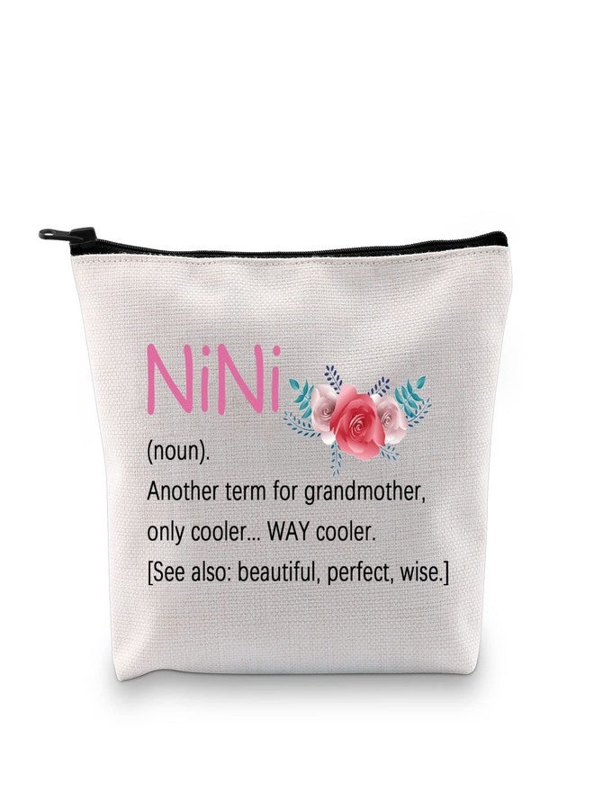XYANFA Nini Definition Makeup Bag Nini Gift Nene Grandma Gift Mothers Day Birthday Gift Canvas Bag (NiNi noun) - Image 1