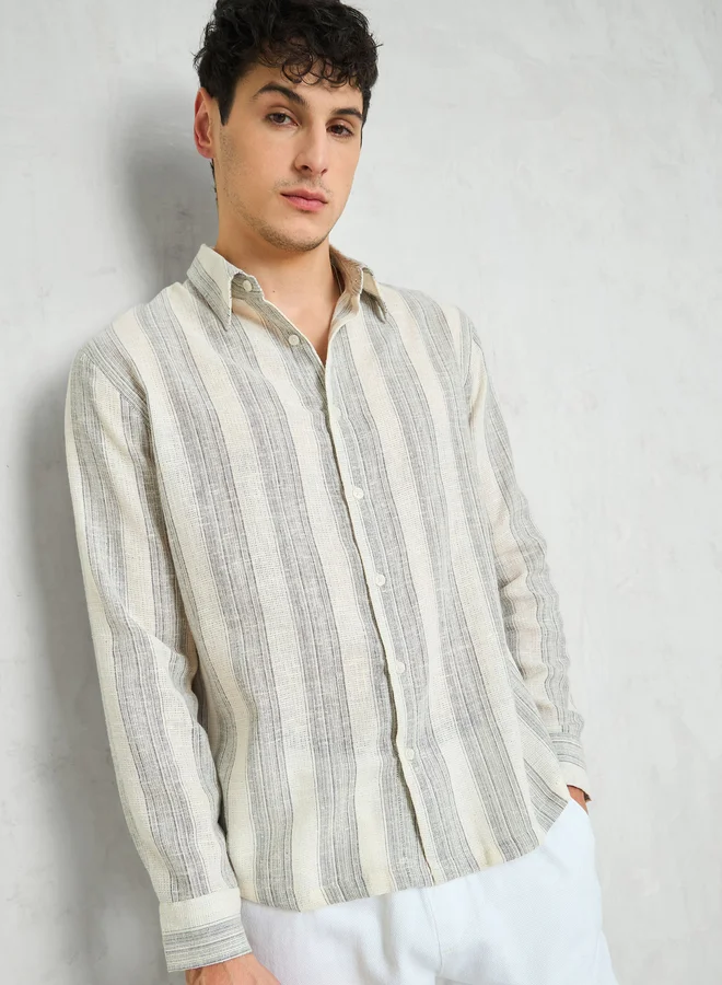 SASSAFRAS Sassafras Men Striped Long Sleeve Relaxed Fit Shirt