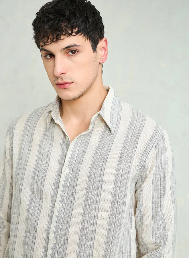 SASSAFRAS Sassafras Men Striped Long Sleeve Relaxed Fit Shirt