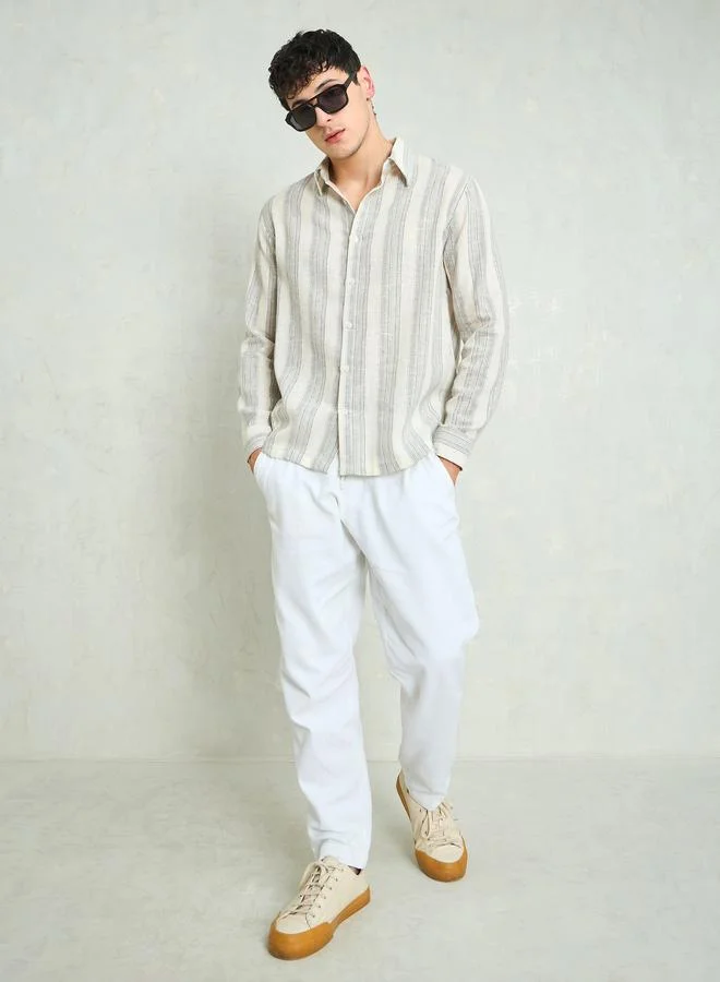 SASSAFRAS Men Striped Long Sleeve Relaxed Fit Shirt
