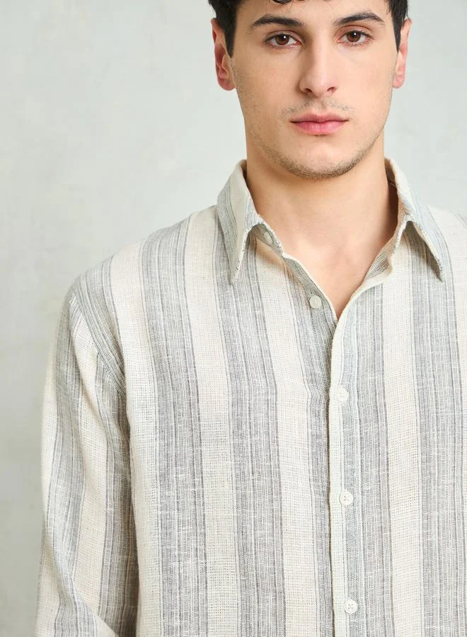 SASSAFRAS Men Striped Long Sleeve Relaxed Fit Shirt