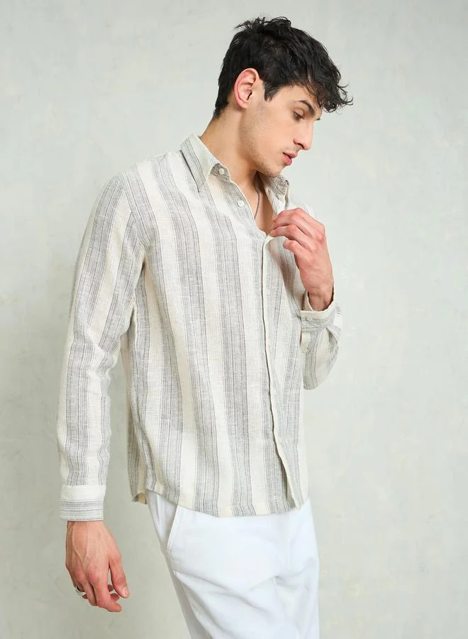 SASSAFRAS Men Striped Long Sleeve Relaxed Fit Shirt