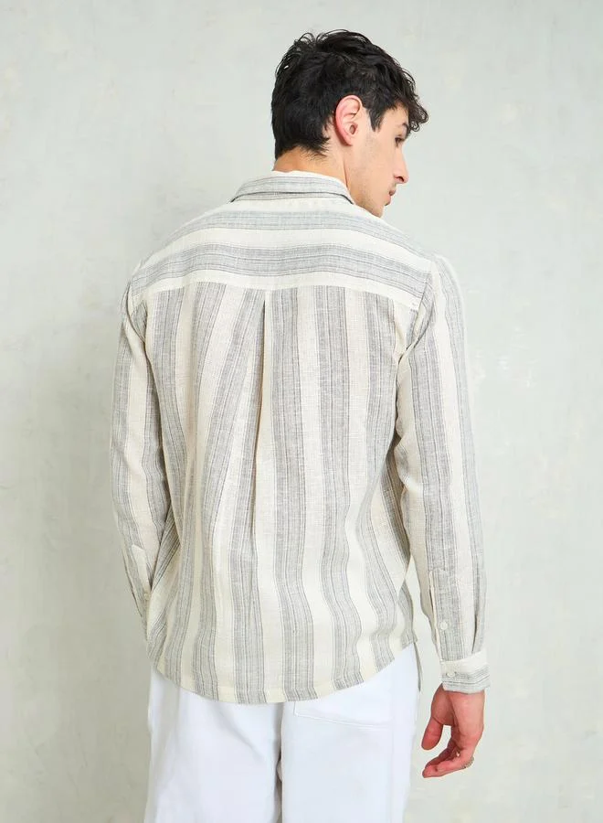 SASSAFRAS Men Striped Long Sleeve Relaxed Fit Shirt