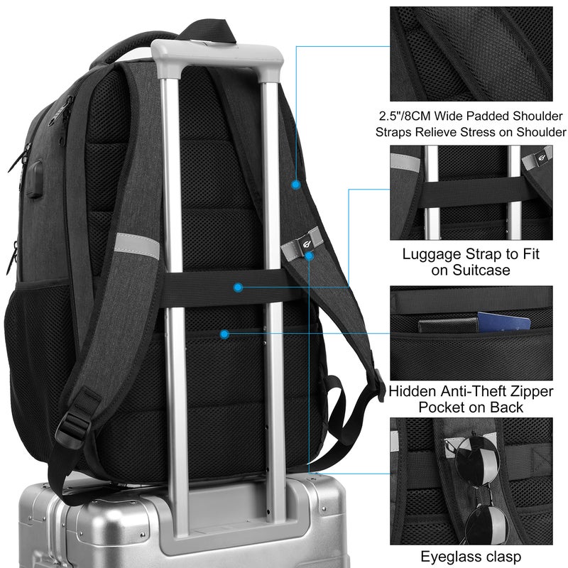CAFELE 17.3 Inch Laptop Backpack, School Backpack,Large TSA Travel Carry on Backpack,College Student Bookbag with USB Port,Teenagers Water Resistant Computer Bagpack Gift for Men Women,Grey - Image 5