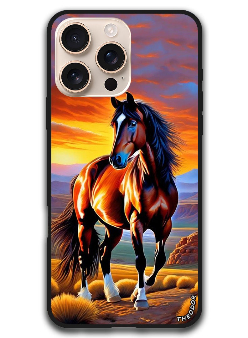 Theodor Protective Case Anti Scratch Shock Proof Bumper Cover For iPhone 16 Pro Max (6.9)-inch Horse Painting - Image 1