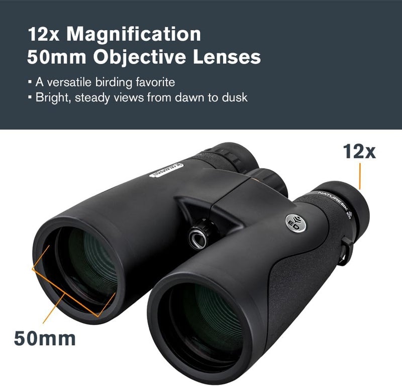 Celestron–Nature DX ED 12x50 Premium Binoculars Extra-Low Dispersion Objective Lenses–Outdoor and Birding Binocular–Fully Multi-coated with BaK-4 Prisms–Rubber Armored–Fog & Waterproof Binoculars - Image 2