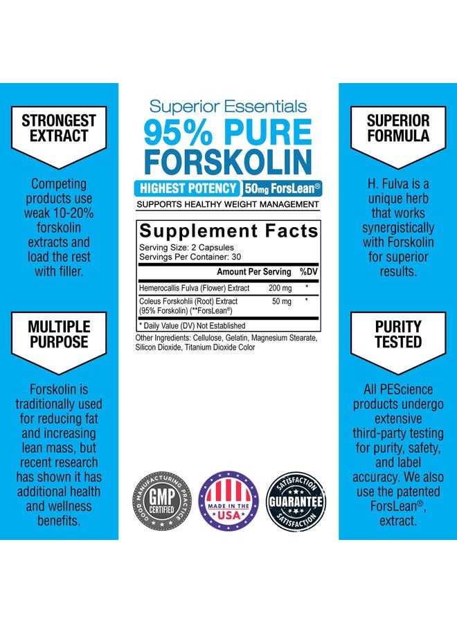 PEScience Forskolin Capsules, 95% Pure Forskolin Extract, Patented ForsLean, 60 Count - Image 3