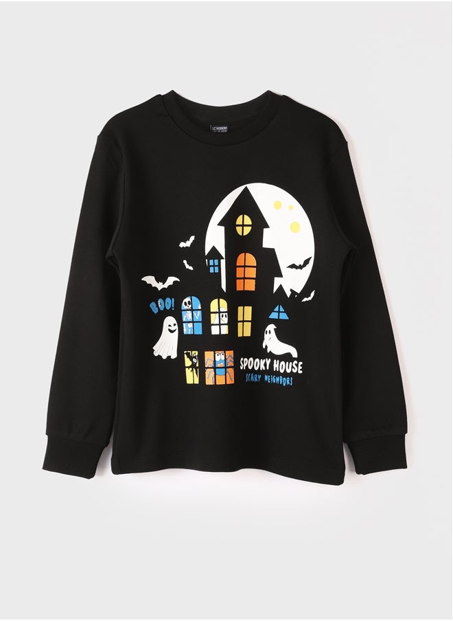 LC WAIKIKI Crew Neck Printed Long Sleeve Boy Sweatshirt  - Image 1