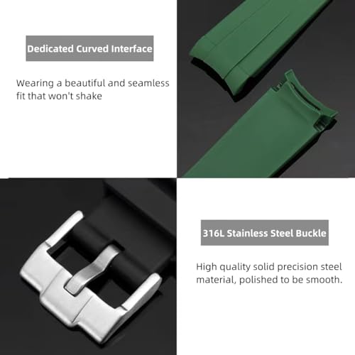 Danxancy Bands for Moonswatch Watch,Curved End Rubber Watch Strap Compatible with Omega Swatch Moonswatch Speedmaster Planet Series Replacement Band for Men Women - Image 3