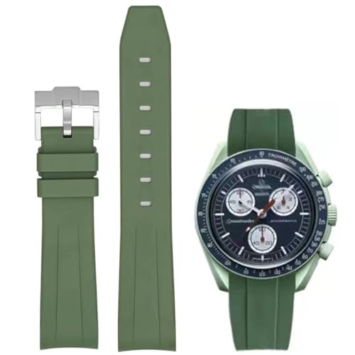 Danxancy Bands for Moonswatch Watch,Curved End Rubber Watch Strap Compatible with Omega Swatch Moonswatch Speedmaster Planet Series Replacement Band for Men Women - Image 1
