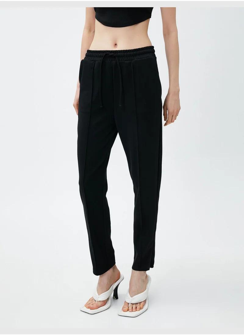 KOTON Slim Leg Sweatpants Ribbed Drawstring
