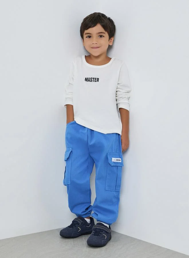 Styli Boys Cotton Elastic Hem Cargo Joggers