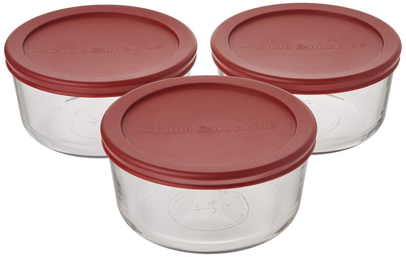 Anchor Hocking 4 Cup Food Storage Containers with Red Lids 3