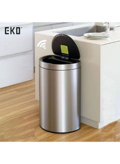 EKO Battery Powered Rechargeable Semi-Round Shaped Stainless Steel Touch Bin Silver 45 L EK9331MMT-47L  - Image 2