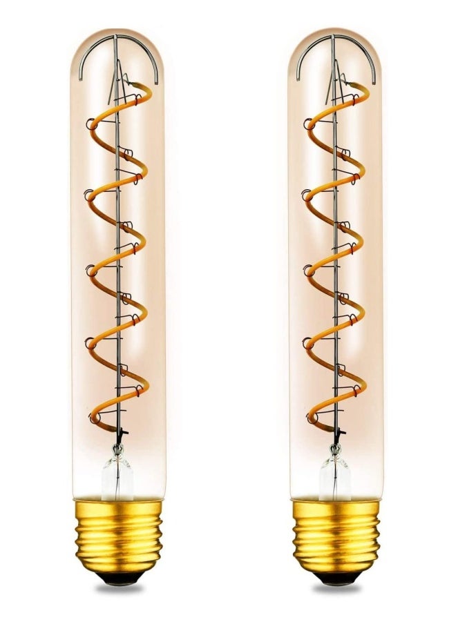 ماركة غير محددة مصابيح LED T30 قابلة للتخفيض، قاعدة E26، 40 واط، تصميم عتيق ضوء أبيض دافئ 2200 ك، ضوء كهرماني، مصابيح خيوط أنبوبية بطول 7.3 بوصة، تصميم مرن ناعم، عبوة من 2  - Image 1