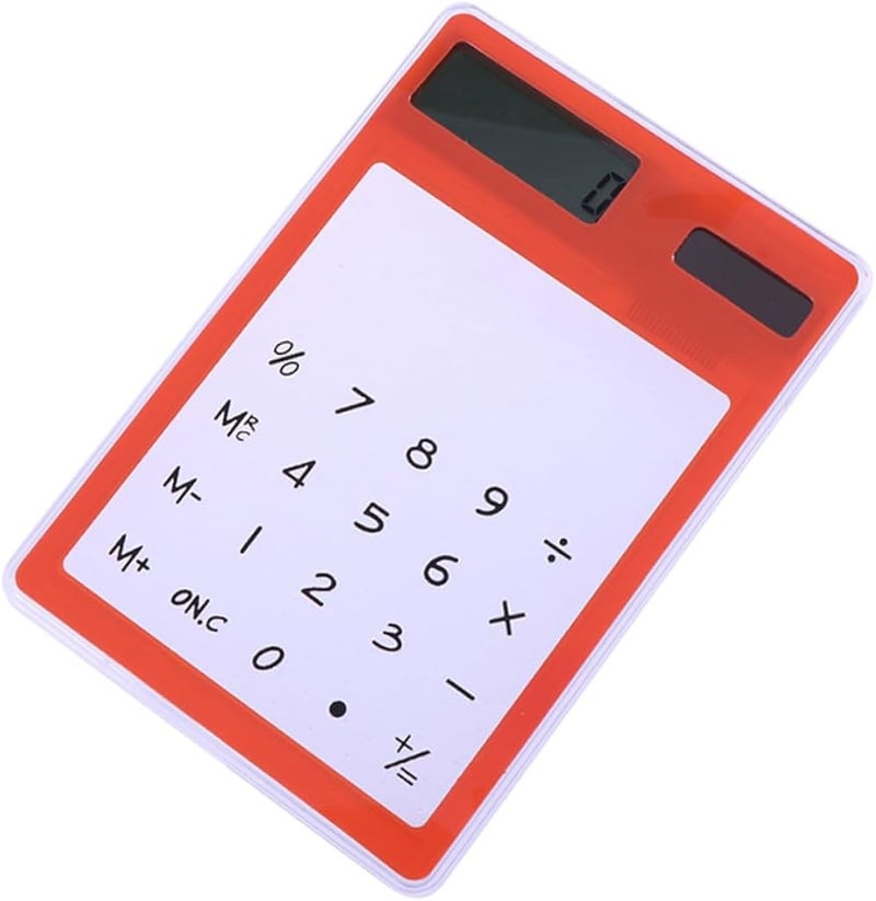 4 قطع مجموعة حاسبة مكتبية تعمل بالطاقة الشمسية، لوحة لمس شفافة، مدمجة خفيفة الوزن، أصفر أخضر أبيض برتقالي - Image 5