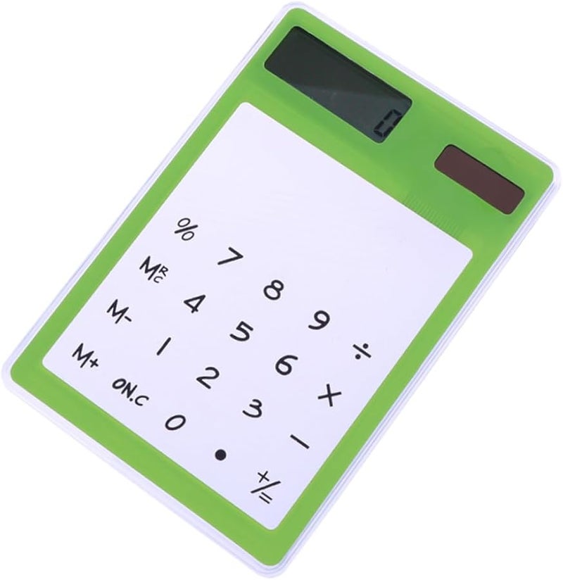 4 قطع مجموعة حاسبة مكتبية تعمل بالطاقة الشمسية، لوحة لمس شفافة، مدمجة خفيفة الوزن، أصفر أخضر أبيض برتقالي - Image 3