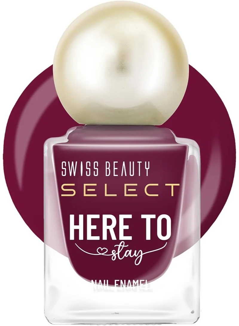 Swiss Beauty Swiss Beauty Select Here to Stay Nail Enamel with High gloss finish | Waterproof & Long-Lasting | Non - stain chip resistant | Shade- Ruby Wine, 12ml |