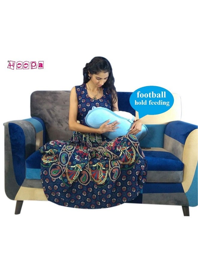 هوبا وسادة رضاعة قطنية باللون الأزرق | وسادة الرضاعة | وسادة الرضاعة | وسادة الرضاعة | حاملة الأطفال | حاملة حديثي الولادة | حاملة متكئة - Image 2