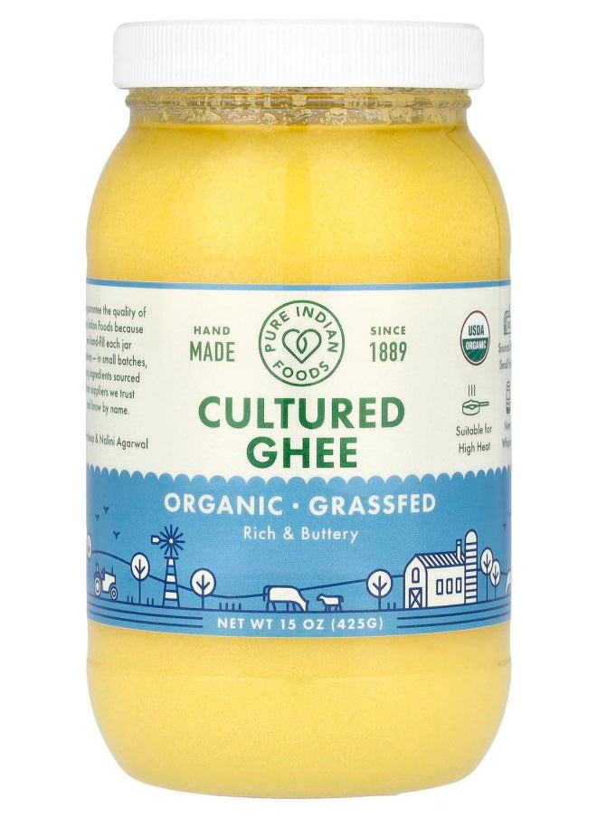 Pure Indian Foods - Organic Grassfed Cultured Ghee 15 oz (425 g) - Image 1
