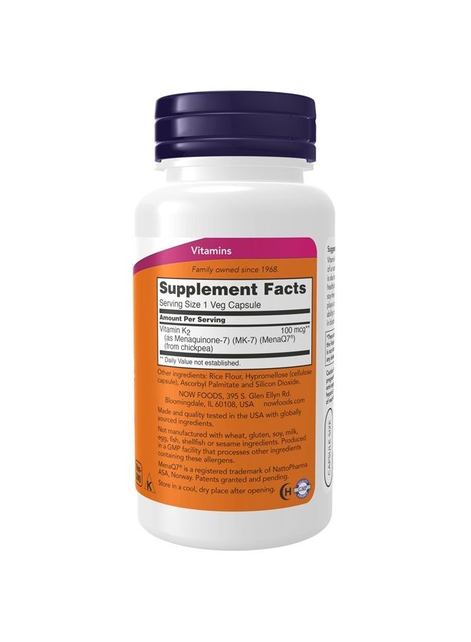now Supplements, MK-7 Vitamin K-2 100 mcg, Cardiovascular Support*, Supports Bone Health*, 120 Veg Capsules - Image 2