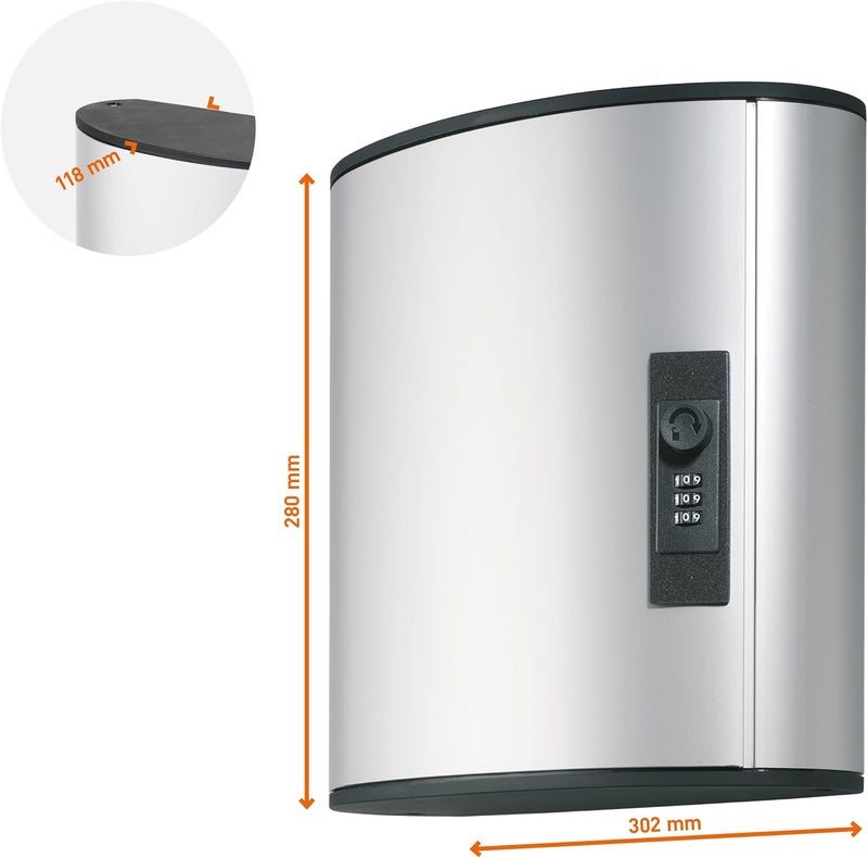 DURABLE Wall Mounted Key Cabinet with Combination Lock - Holds 36 Key Tags, Brushed Aluminum Finish - Image 3