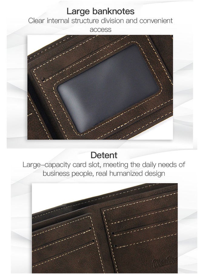 MenBense - Men's Wallet Short Wallet Card Bag Certificate Bag 12*9*2cm - Image 1