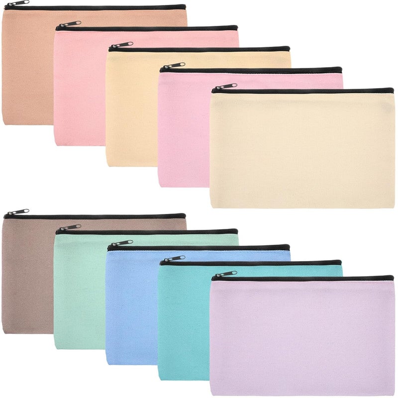Eccliy Eccliy Canvas Makeup Bags Bulk for Women Multi Color Cute Travel Cosmetic Bag Blank Makeup Bags DIY Canvas Gifts Accessories for Women Toiletry Pouch with Zipper Gift Bags for Team Party