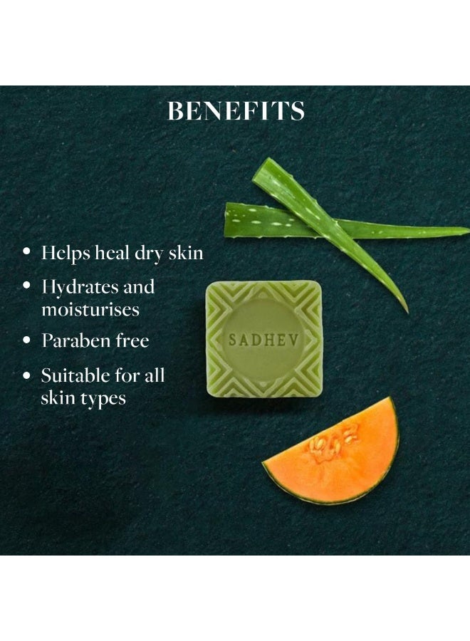 Sadhev Melon & Aloe Vera Ayurvedic Bathing Soap Bar For Revitalizing and Rejuveniating, Paraben & Sulphate Free - 125g (Pack of 1) - Image 3