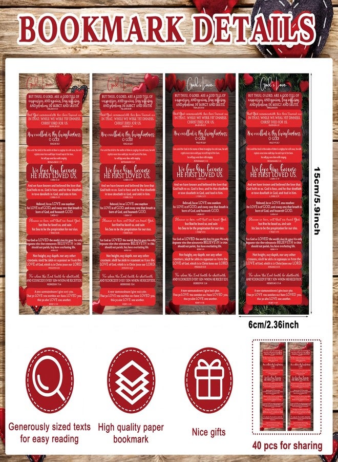 Glenmal 40 Pcs Easter Religious Bookmarks Gifts Hearts Bookmark Christian Scripture Bookmarks Religious Gifts for Easter Mother Church Sunday School Reading Book Lover Women Men Office - Image 2