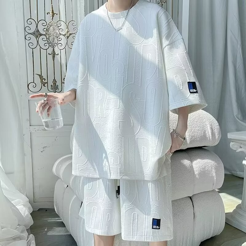 Fashion Men's Casual Sport Short Sleeve Shorts Two-Piece Set - Image 3