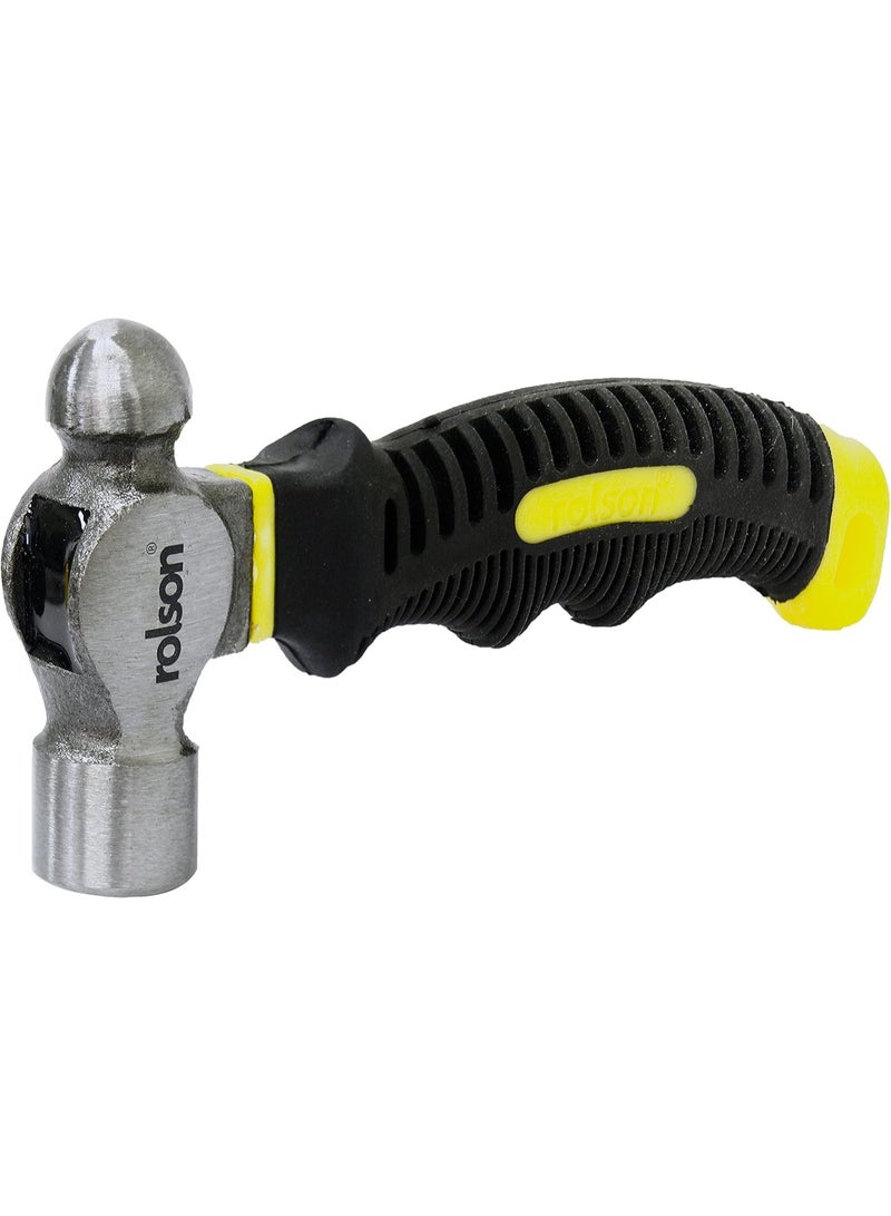 Rolson 10021 8oz Stubby Ball Pein Hammer – Compact 230g Carbon Steel Metalworking Hammer with Soft Grip Handle for Precision & Confined Spaces