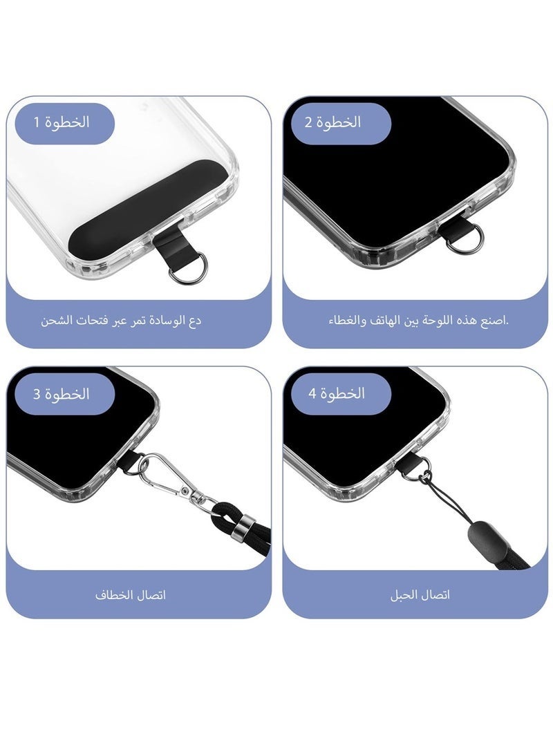 2-Piece Phone Lanyard, Universal Crossbody Phone Lanyard, Multi-Purpose Nylon Patch, Adjustable Shoulder and Neck Straps, Compatible with Most Smartphones, Two Lengths (Black) - Image 3