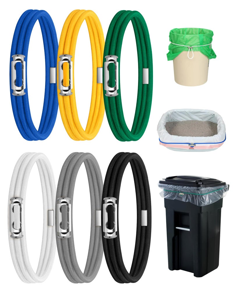 Rosaver Garbage Can Bands Cord Lord Design Adjustable Large Trash Can Rubber Bands Fits 8-33 Gallon Trash Cans Multifunction Bands Litter Box Bands for Kitchen Tables Picnic Party - Image 1