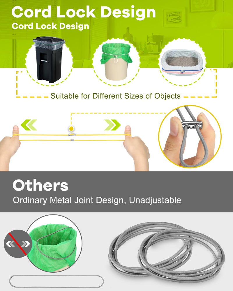 Rosaver Garbage Can Bands Cord Lord Design Adjustable Large Trash Can Rubber Bands Fits 8-33 Gallon Trash Cans Multifunction Bands Litter Box Bands for Kitchen Tables Picnic Party - Image 2