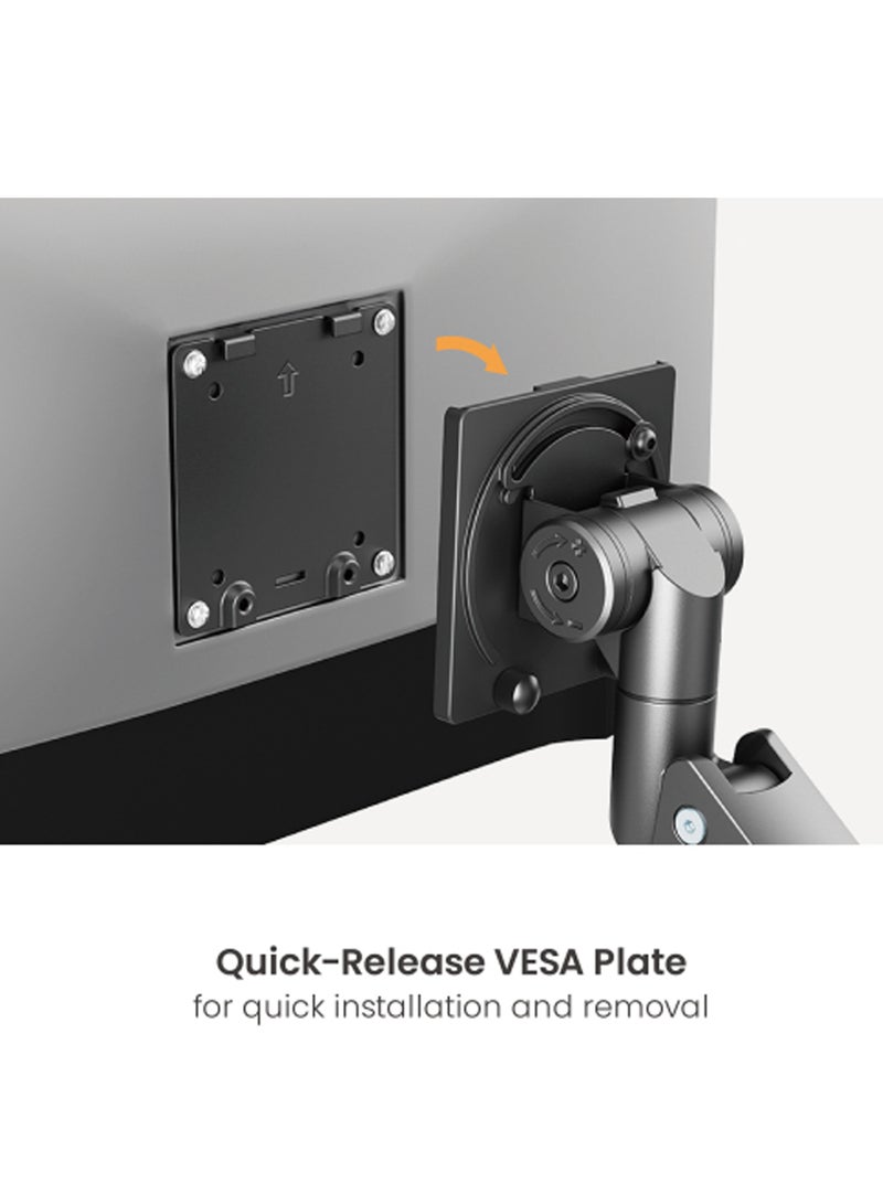 Ergonomic Gas Spring Monitor Mount with USB Connectivity - Image 3