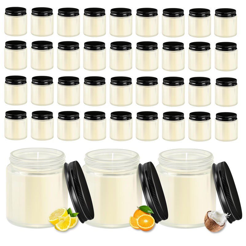 ACITHGL 36 Pcs 4oz Mini Mason Jar Candles Small Scented Candles Bulk Aromatherapy Ideal Souvenir Favors for Wedding Birthday Party (Lemon, Citrus, Coconut Milk, Black) - Image 1