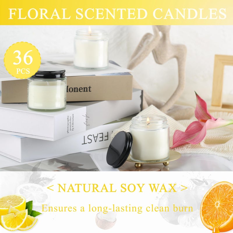 ACITHGL 36 Pcs 4oz Mini Mason Jar Candles Small Scented Candles Bulk Aromatherapy Ideal Souvenir Favors for Wedding Birthday Party (Lemon, Citrus, Coconut Milk, Black) - Image 4